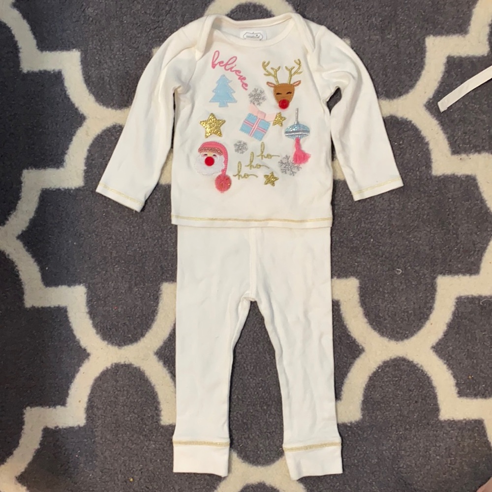 Mud Pie Baby Girl Holiday Outfit or Pajama